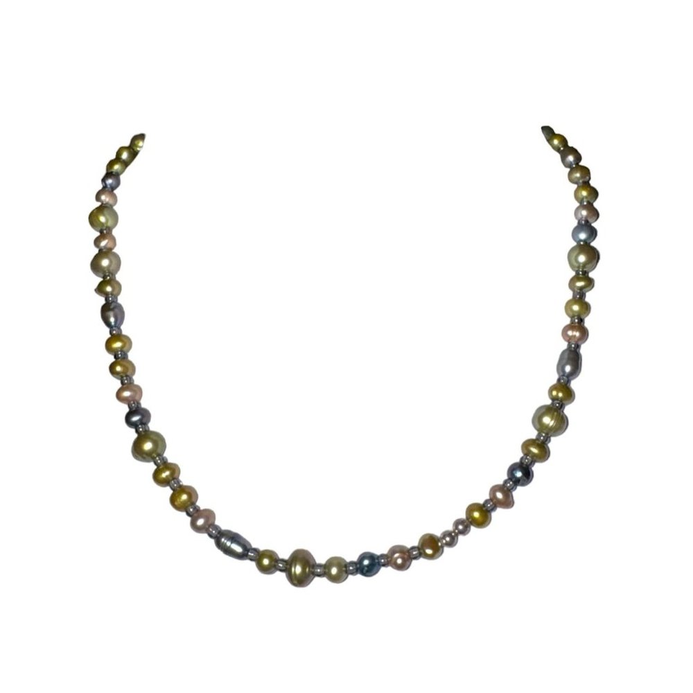 Dustin Design Stone Beaded Strand Necklace Mixed Metal Color - Picture 2 of 9